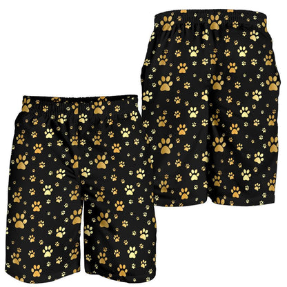 Paw Gold Print Mens Shorts-JTAMIGO.COM