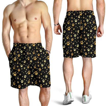 Paw Gold Print Mens Shorts-JTAMIGO.COM