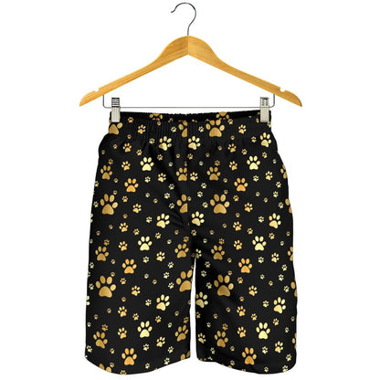 Paw Gold Print Mens Shorts-JTAMIGO.COM