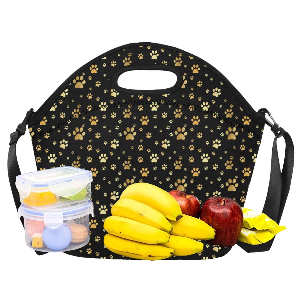 Paw Gold Print Neoprene Lunch Bag (Model 1669)(Large)-JTAMIGO.COM