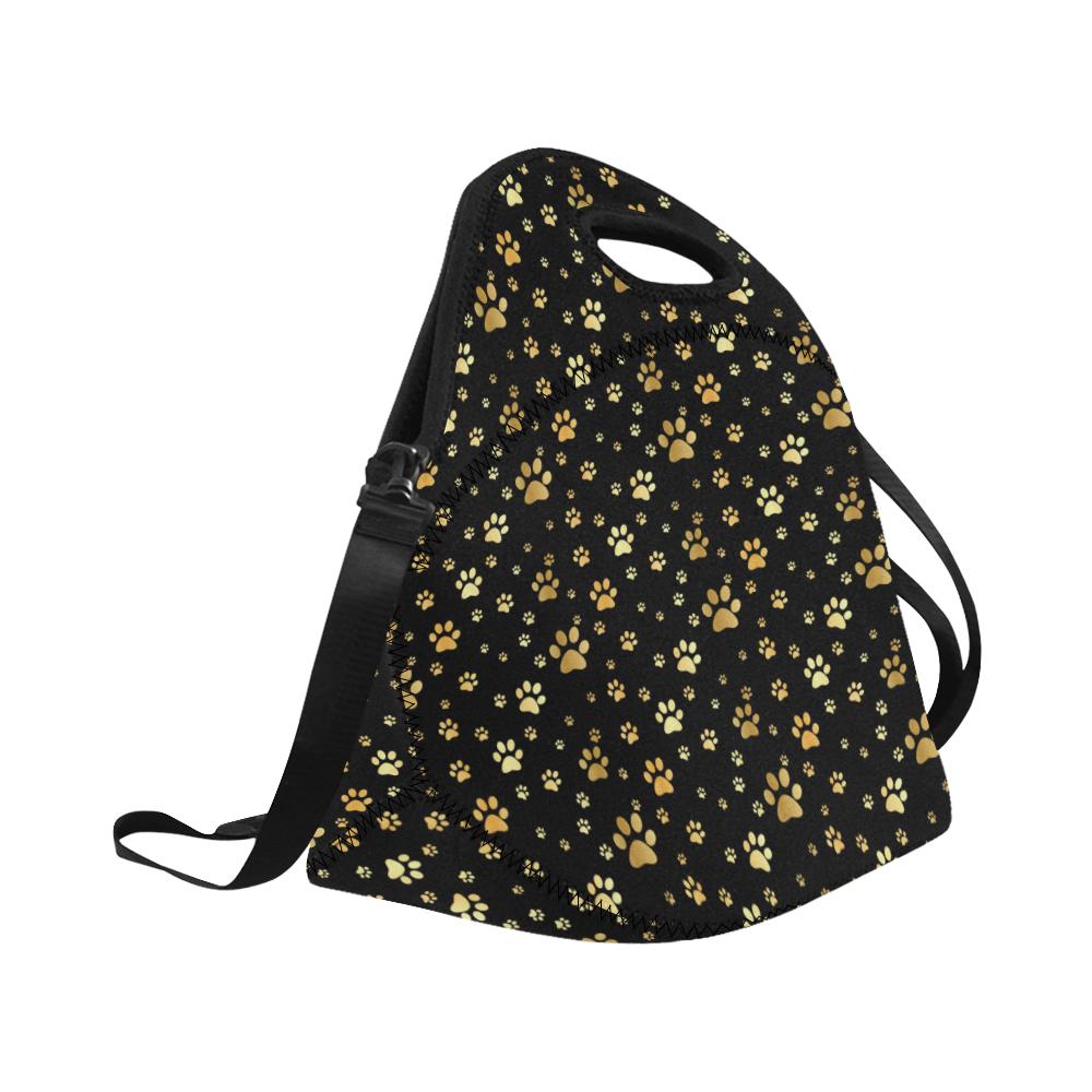 Paw Gold Print Neoprene Lunch Bag (Model 1669)(Large)-JTAMIGO.COM