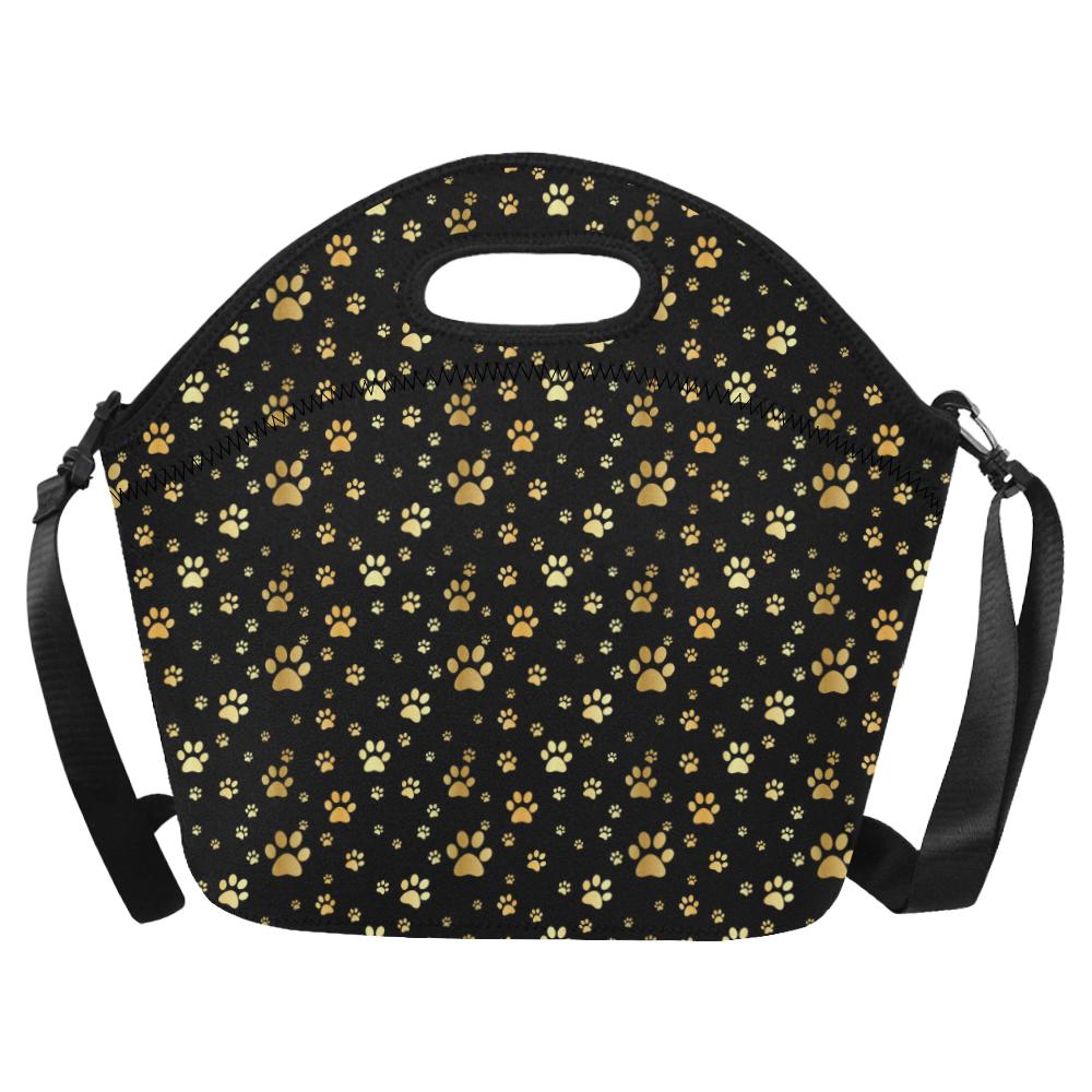 Paw Gold Print Neoprene Lunch Bag (Model 1669)(Large)-JTAMIGO.COM