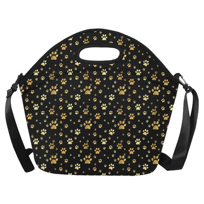 Paw Gold Print Neoprene Lunch Bag (Model 1669)(Large)-JTAMIGO.COM