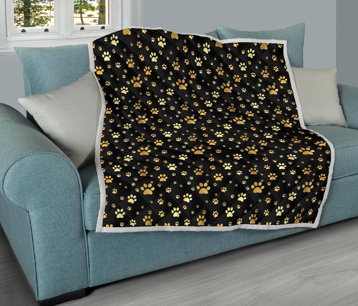 Paw Gold Print Premium Quilt-JTAMIGO.COM
