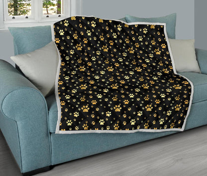 Paw Gold Print Premium Quilt-JTAMIGO.COM