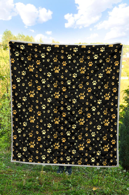 Paw Gold Print Premium Quilt-JTAMIGO.COM