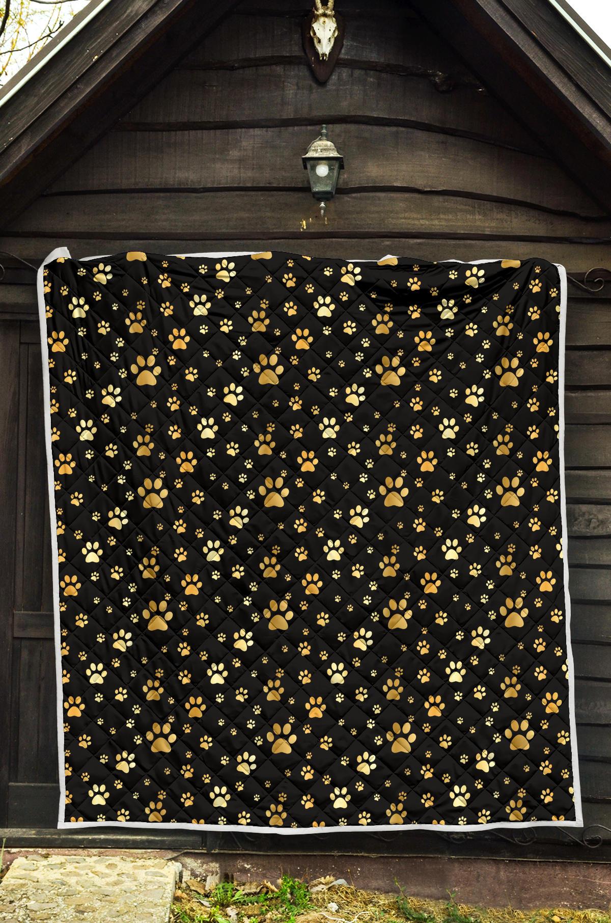 Paw Gold Print Premium Quilt-JTAMIGO.COM