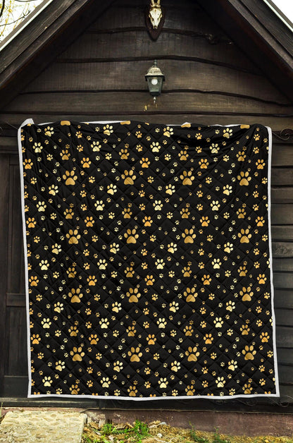 Paw Gold Print Premium Quilt-JTAMIGO.COM