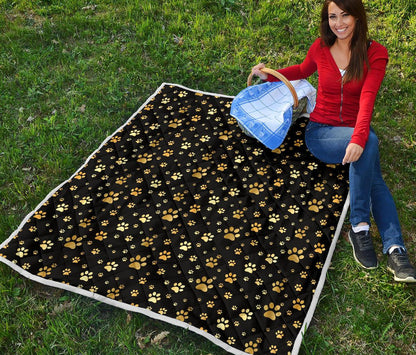 Paw Gold Print Premium Quilt-JTAMIGO.COM