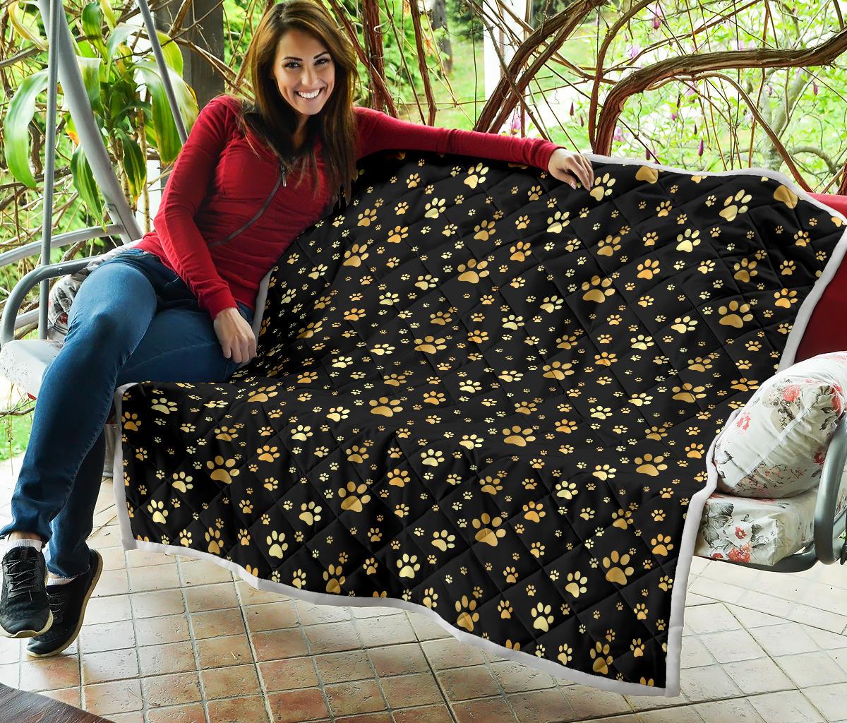 Paw Gold Print Premium Quilt-JTAMIGO.COM