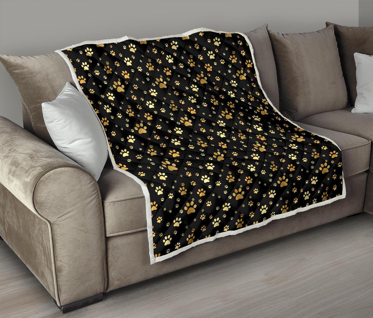 Paw Gold Print Premium Quilt-JTAMIGO.COM