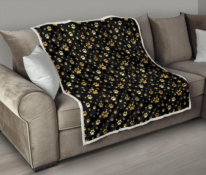Paw Gold Print Premium Quilt-JTAMIGO.COM