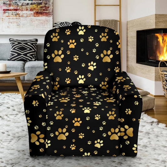 Paw Gold Print Single Sofa Slipcover -JTAMIGO.COM