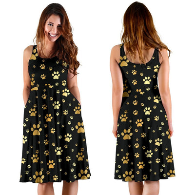 Paw Gold Print Sleeveless Dress