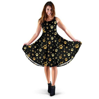 Paw Gold Print Sleeveless Dress