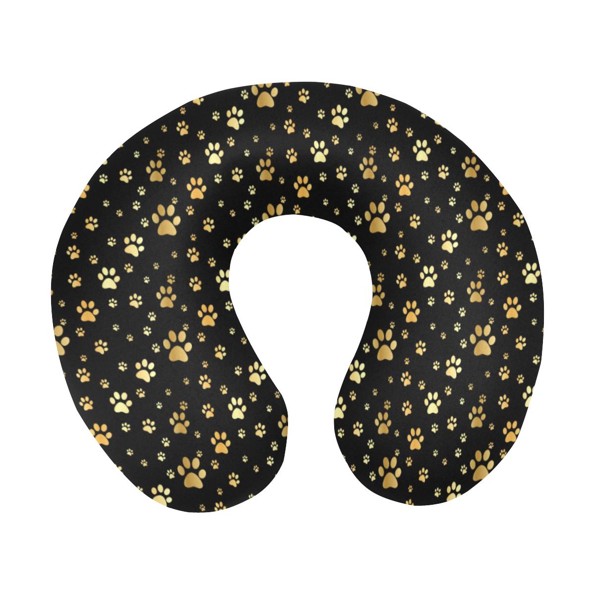 Paw Gold Print U-Shaped Travel Neck Pillow-JTAMIGO.COM
