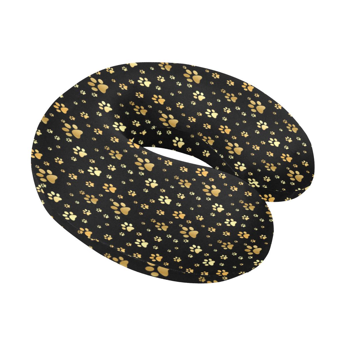 Paw Gold Print U-Shaped Travel Neck Pillow-JTAMIGO.COM