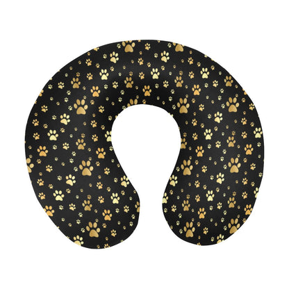 Paw Gold Print U-Shaped Travel Neck Pillow-JTAMIGO.COM
