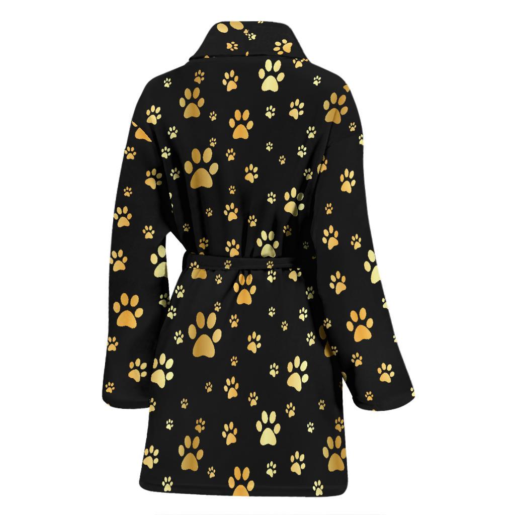 Paw Gold Print Women Bath Robe-JTAMIGO.COM