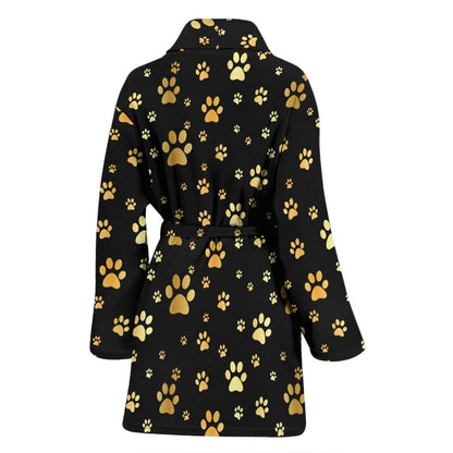 Paw Gold Print Women Bath Robe-JTAMIGO.COM