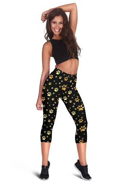 Paw Gold Print Women Capris