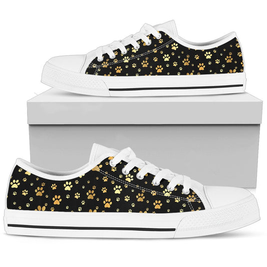 Paw Gold Print Women Low Top Shoes-JTAMIGO.COM