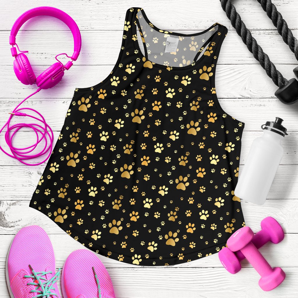 Paw Gold Print Women Racerback Tank Top