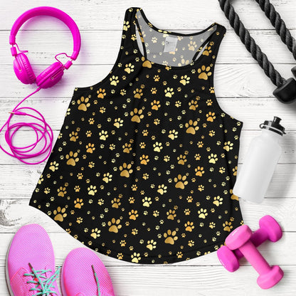 Paw Gold Print Women Racerback Tank Top