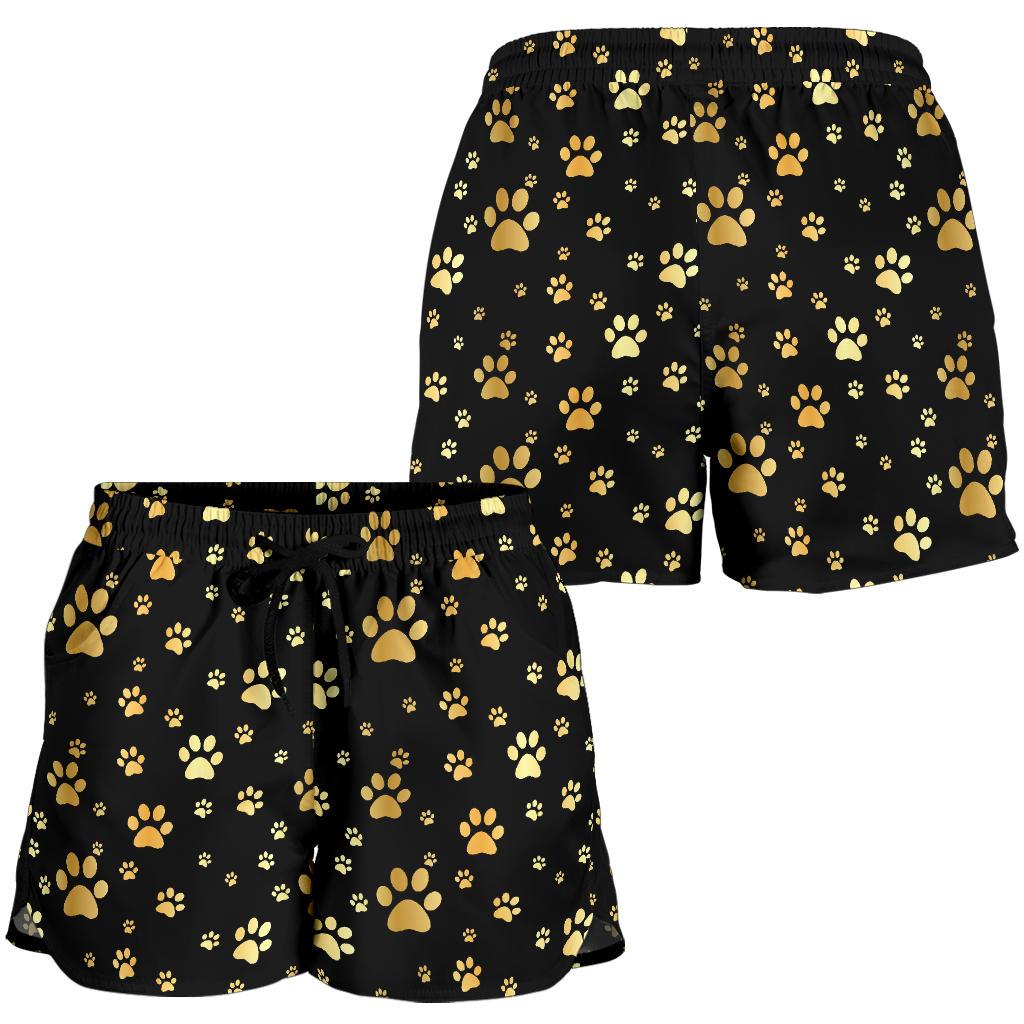 Paw Gold Print Women Shorts-JTAMIGO.COM