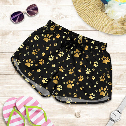 Paw Gold Print Women Shorts-JTAMIGO.COM