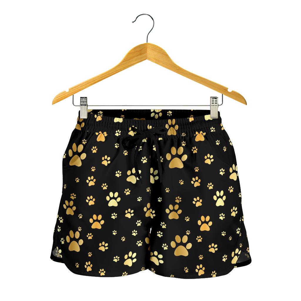 Paw Gold Print Women Shorts-JTAMIGO.COM