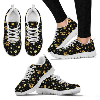 Paw Gold Print Women Sneakers Shoes