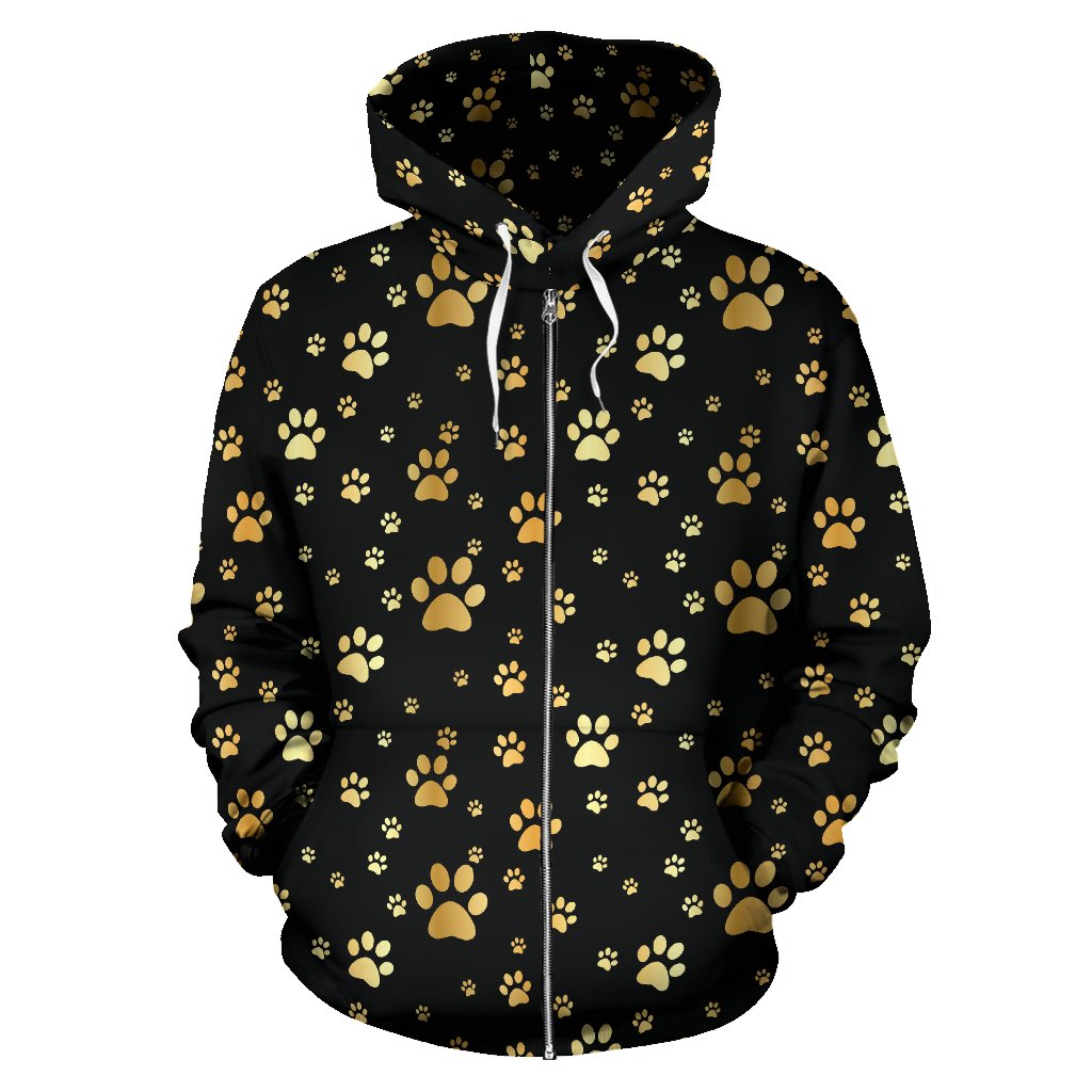 Paw Gold Print Zip Up Hoodie