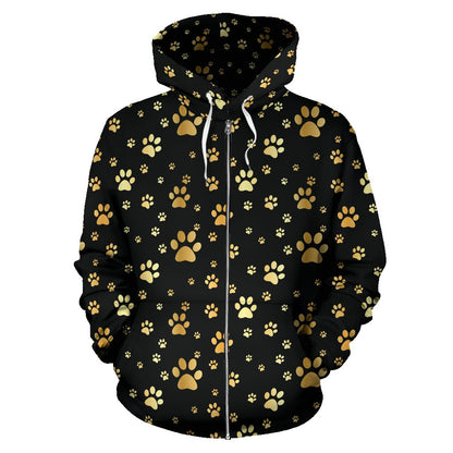 Paw Gold Print Zip Up Hoodie