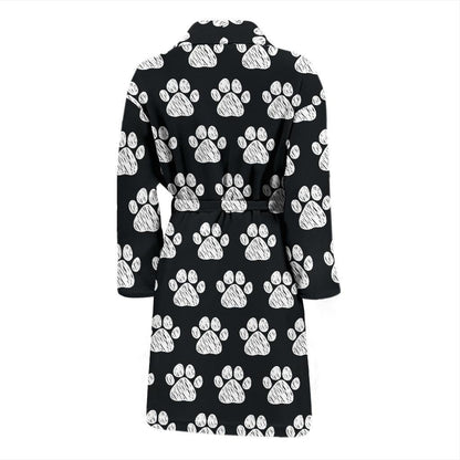 Paw Pattern Print Design A02 Men Bathrobe-JORJUNE.COM
