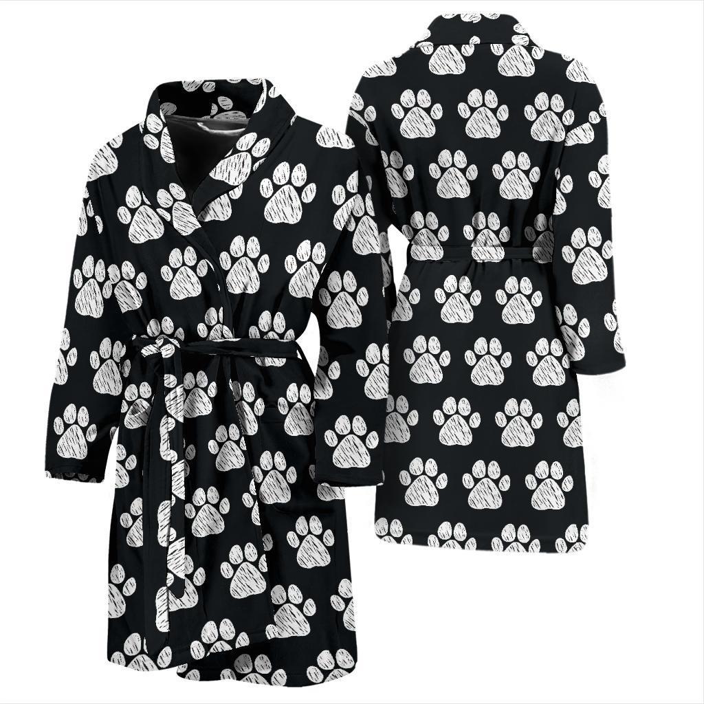 Paw Pattern Print Design A02 Men Bathrobe-JORJUNE.COM