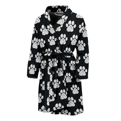Paw Pattern Print Design A02 Men Bathrobe-JORJUNE.COM