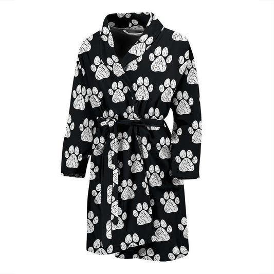 Paw Pattern Print Design A02 Men Bathrobe-JORJUNE.COM