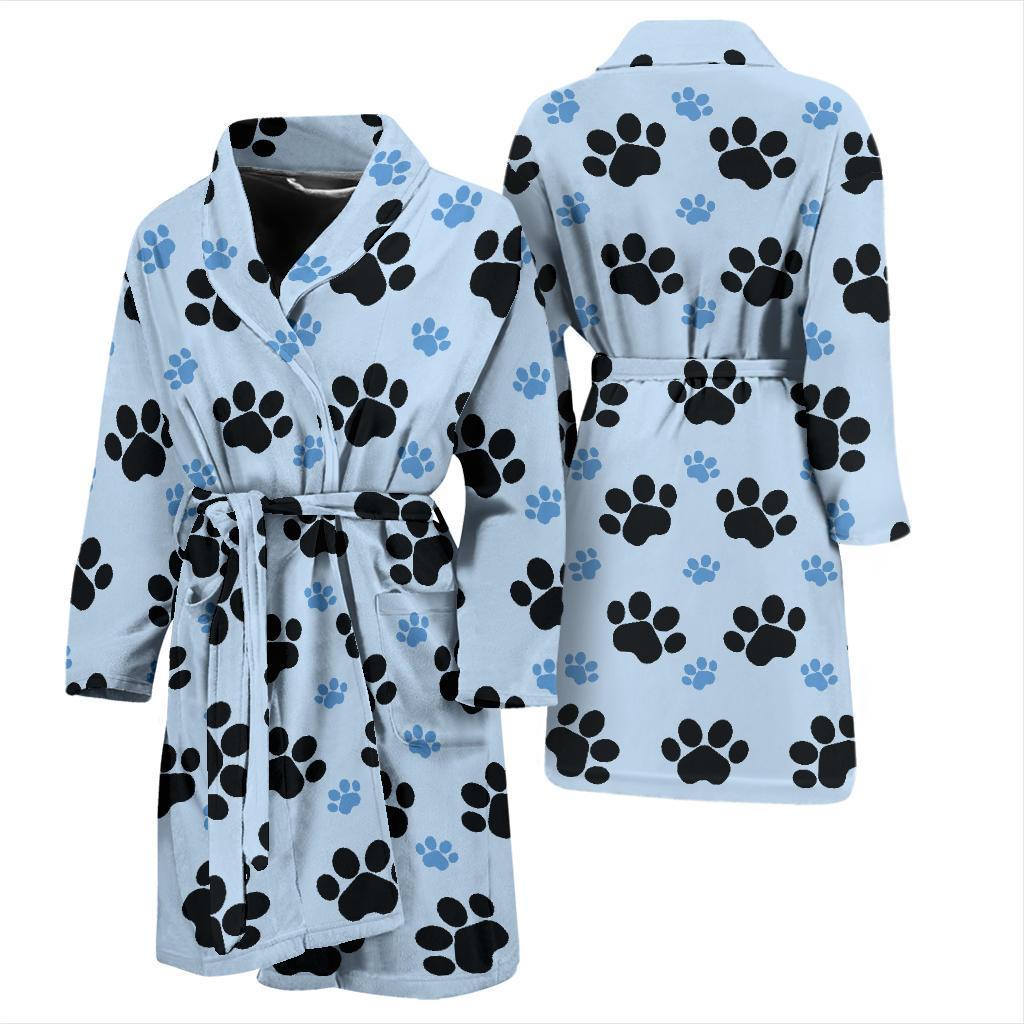 Paw Pattern Print Design A04 Men Bathrobe-JORJUNE.COM