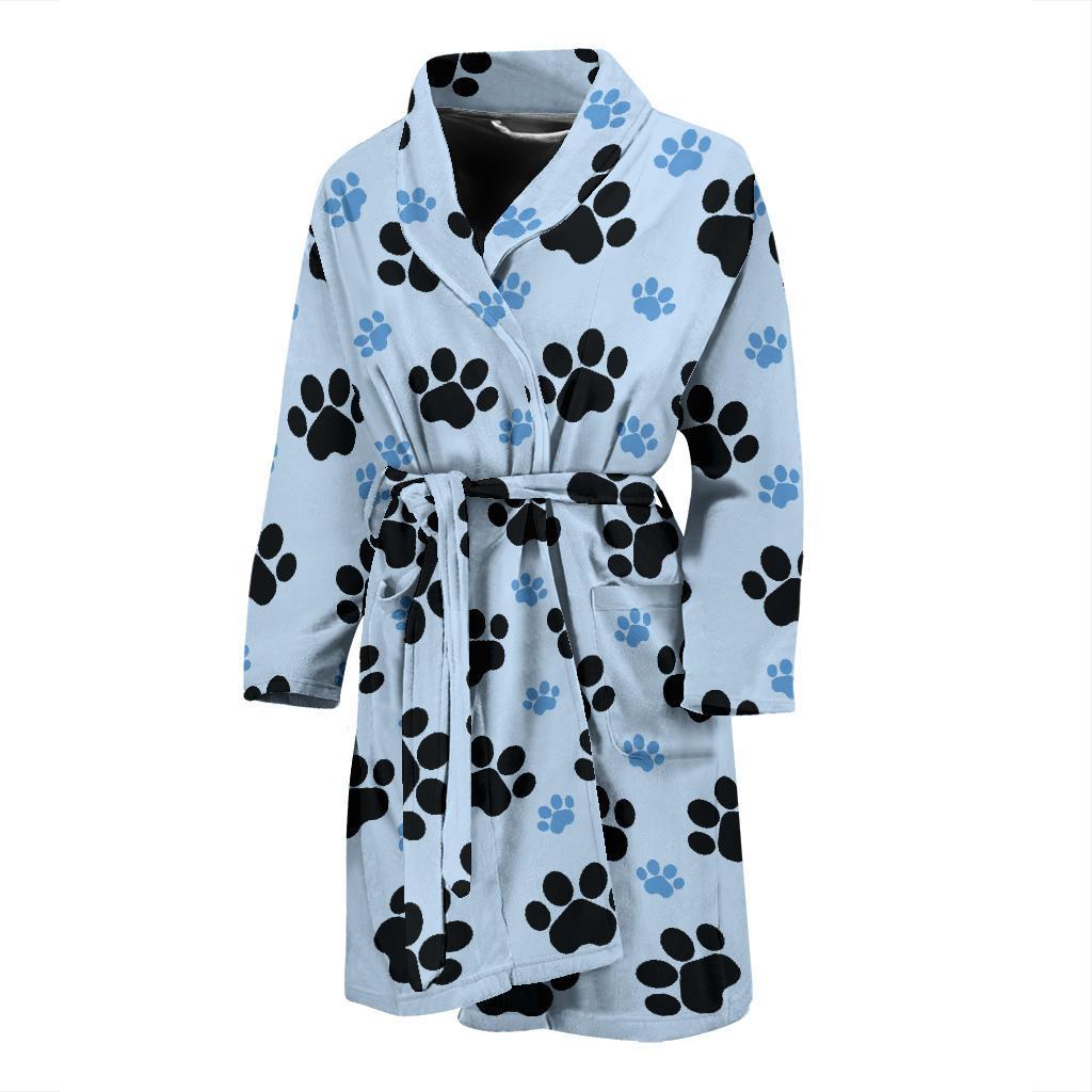 Paw Pattern Print Design A04 Men Bathrobe-JORJUNE.COM