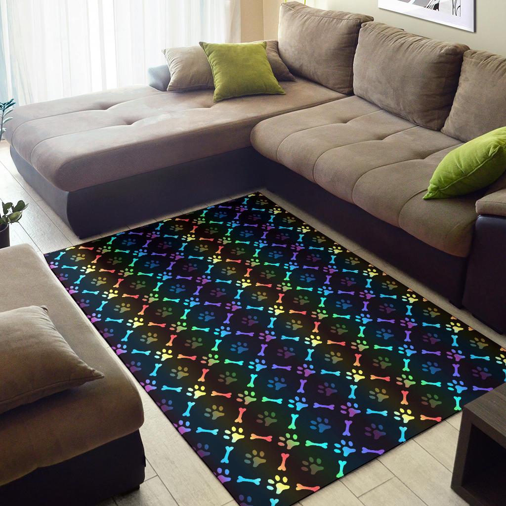 Paw Rainbow Print Area Rugs-JTAMIGO.COM