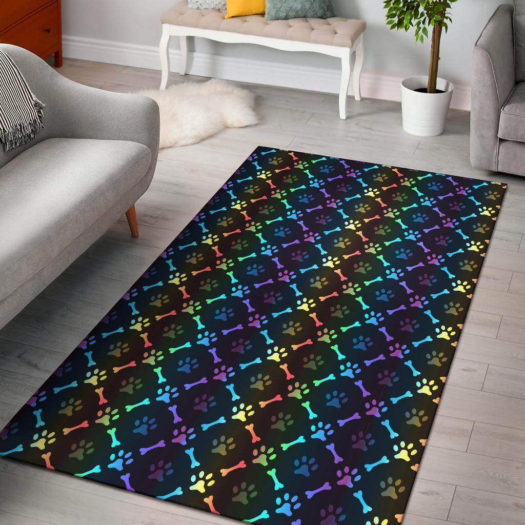 Paw Rainbow Print Area Rugs-JTAMIGO.COM