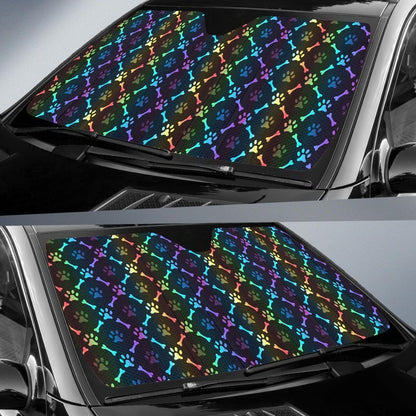 Paw Rainbow Print Car Sun Shade For Windshield