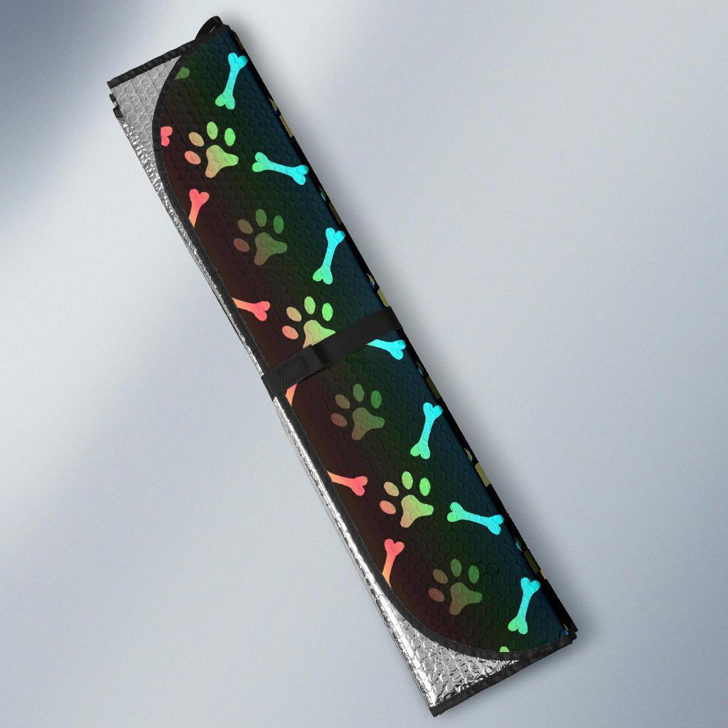 Paw Rainbow Print Car Sun Shade For Windshield