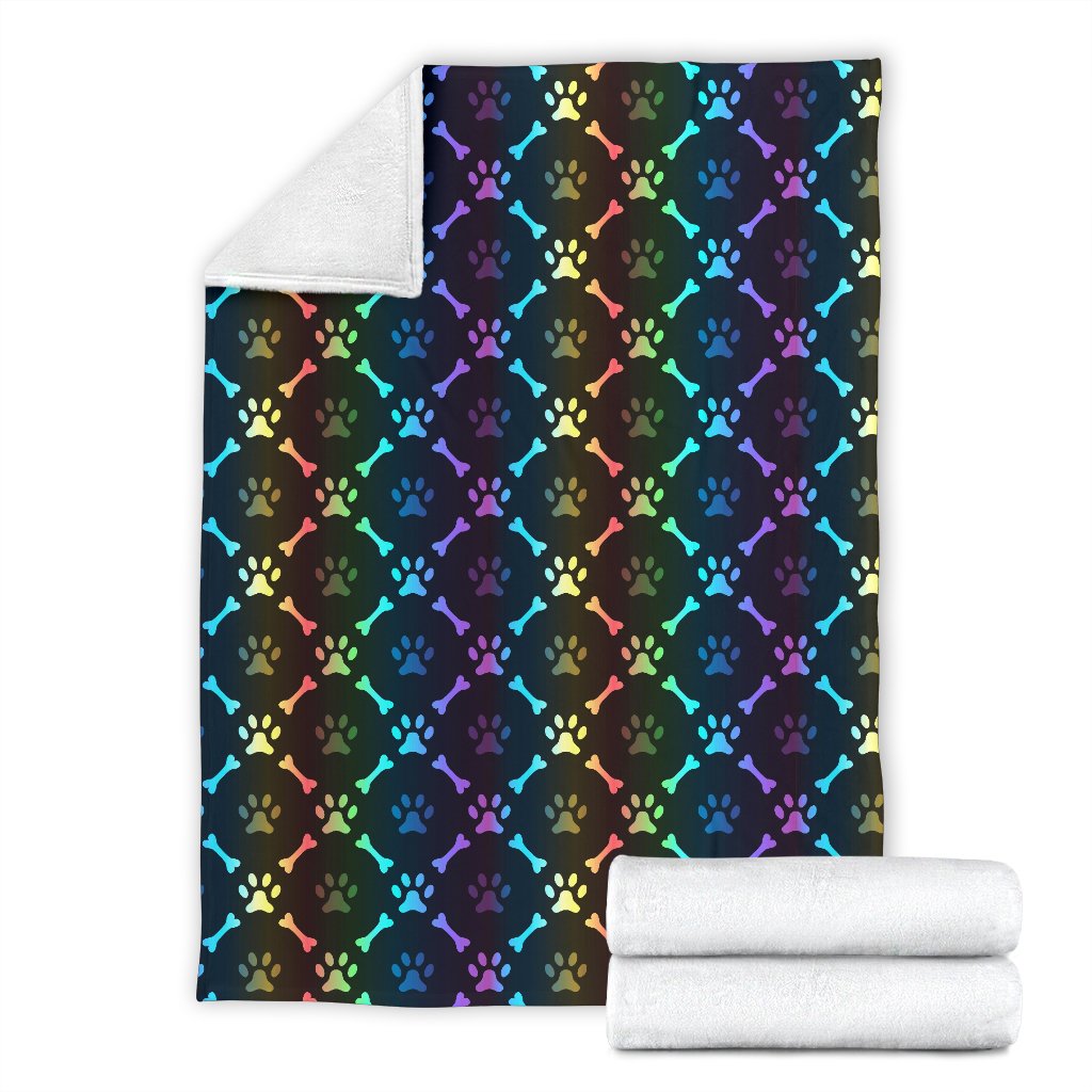 Paw Rainbow Print Fleece Blanket