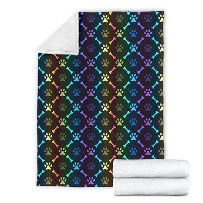 Paw Rainbow Print Fleece Blanket