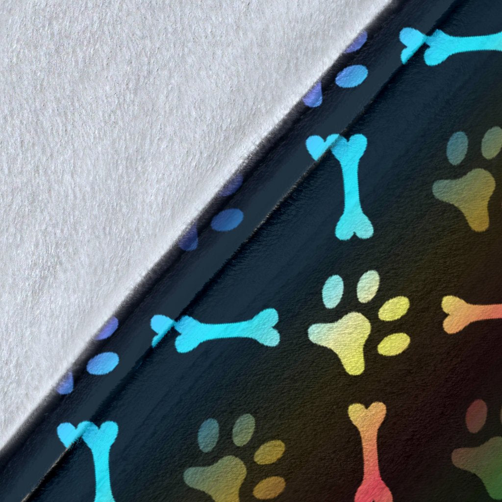Paw Rainbow Print Fleece Blanket