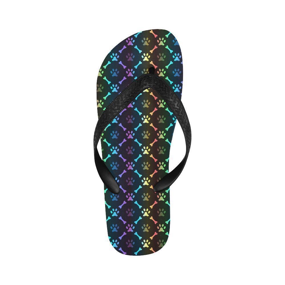 Paw Rainbow Print Flip Flops-JTAMIGO.COM