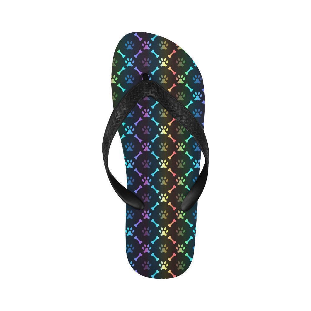 Paw Rainbow Print Flip Flops-JTAMIGO.COM