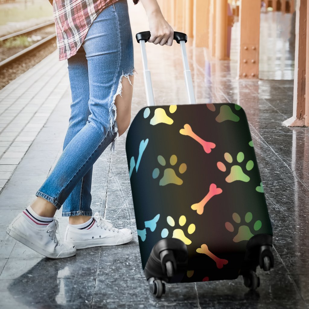 Paw Rainbow Print Luggage Cover Protector